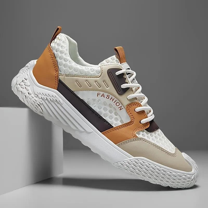 Men's Summer Casual Shoes - Low-Top Round Toe Sneakers with Laces Comfort Insole Breathable Mesh Inner Lining Fashion Trainers for Daily Wear