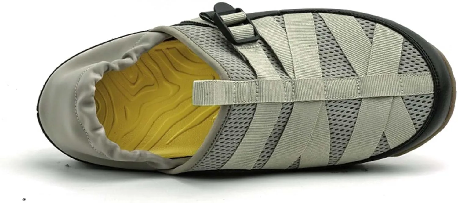 Men's Summer Sandals Handmade Baotou Half Slippers Garden Shoes Breathable Mesh Sandals Slippers Anti-slip Quick-dry Beach Shoes Outdoor Walking Casual Shoes