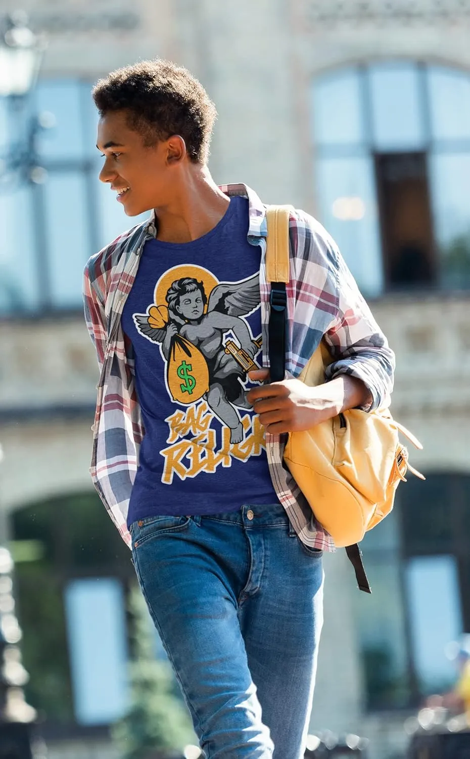 Men's Urban Streetwear Hipster Retro T Shirt Bag Religion, Shirt to Match Sneakers Trendy Fresh
