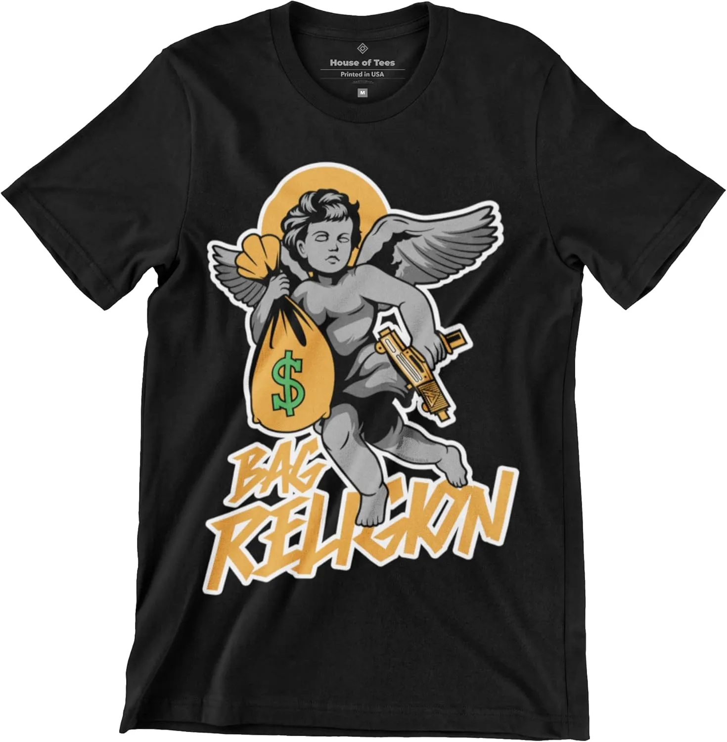 Men's Urban Streetwear Hipster Retro T Shirt Bag Religion, Shirt to Match Sneakers Trendy Fresh