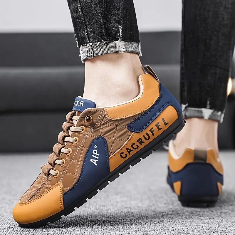 Men's Vintage Plaid Casual Sports Shoes, Breathable Sneakers with Round Toe