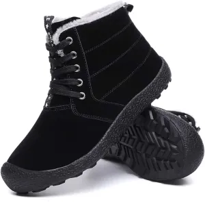 Mens Winter Snow Boots Fur Lined Warm Ankle Booties Waterproof Slip-on Sneakers Lightweight High Top Outdoor Shoes