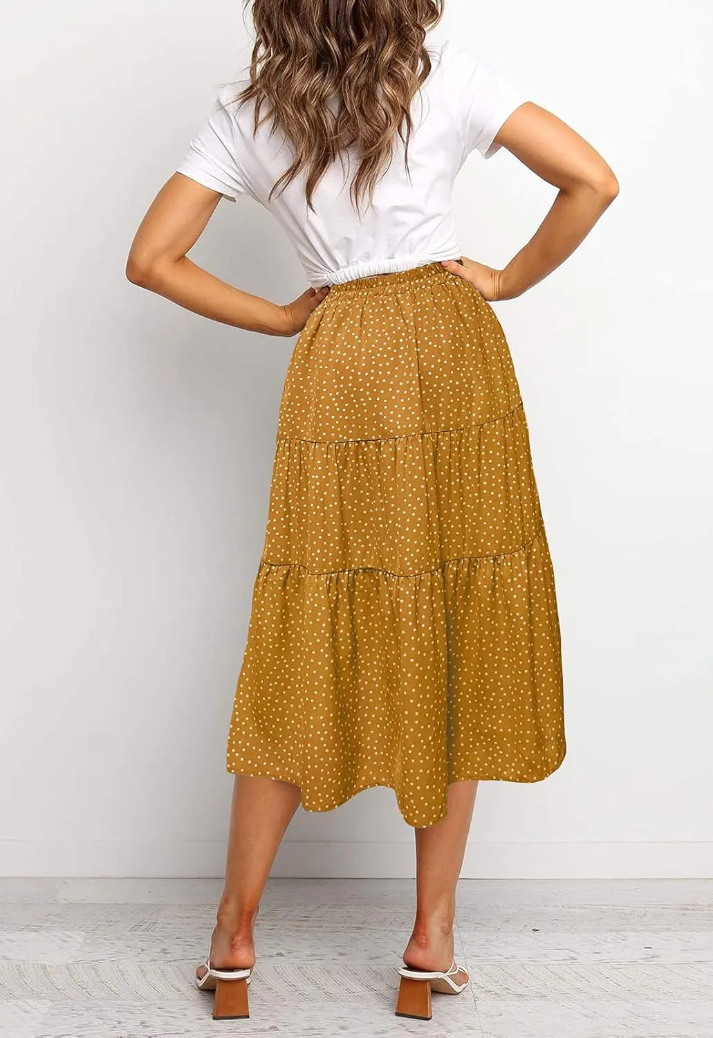 MEROKEETY Women's Boho Leopard Print Skirt Pleated A-Line Swing Midi Skirts
