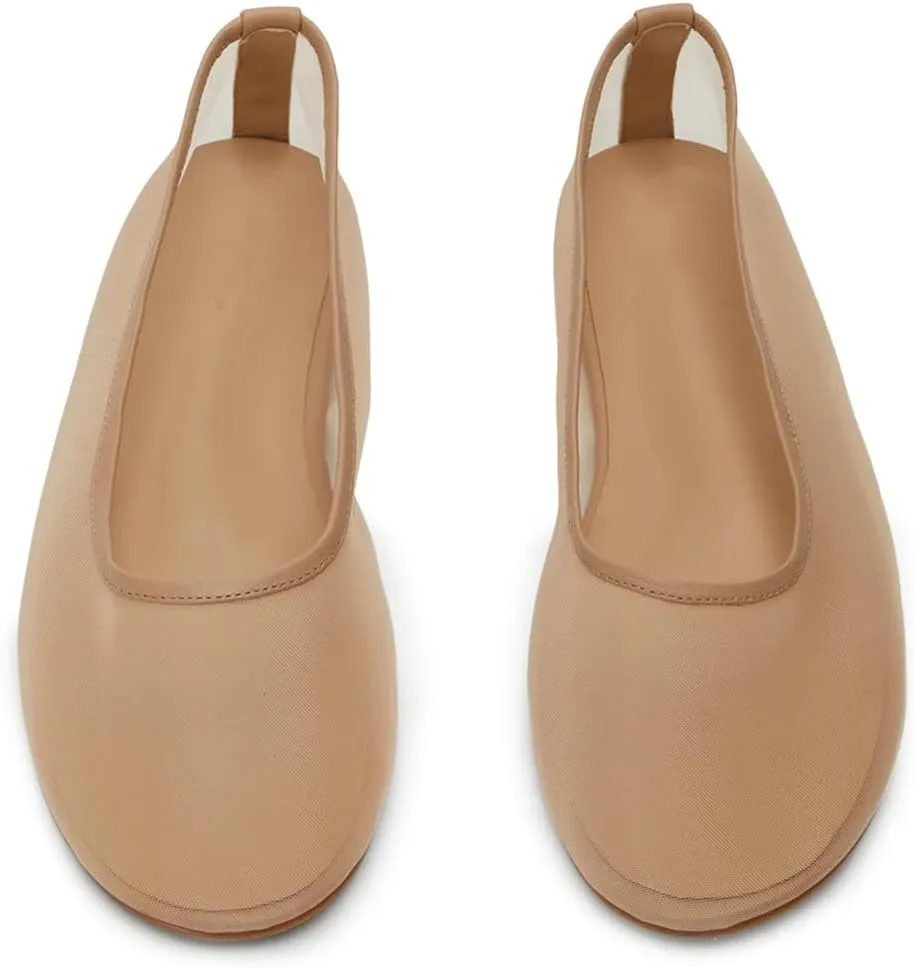 Mesh Ballet Flats Shoes for Women Round Toe Slip on Ballerina Casual Work Flats Low Heel Comfortable Soft