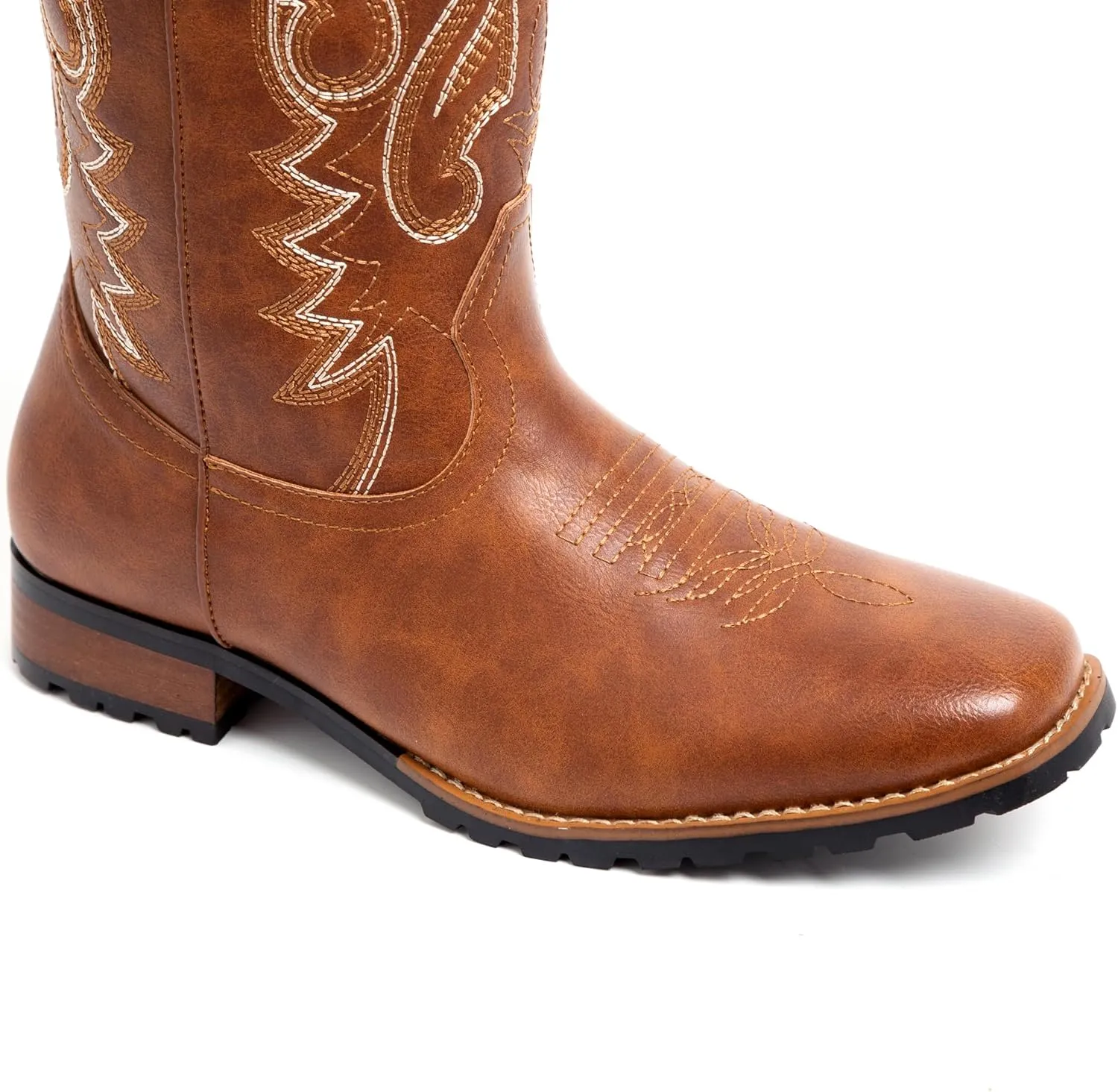 Metrocharm Men's Cowboy Western Embroidered Square Toe Boots WESTERN-03