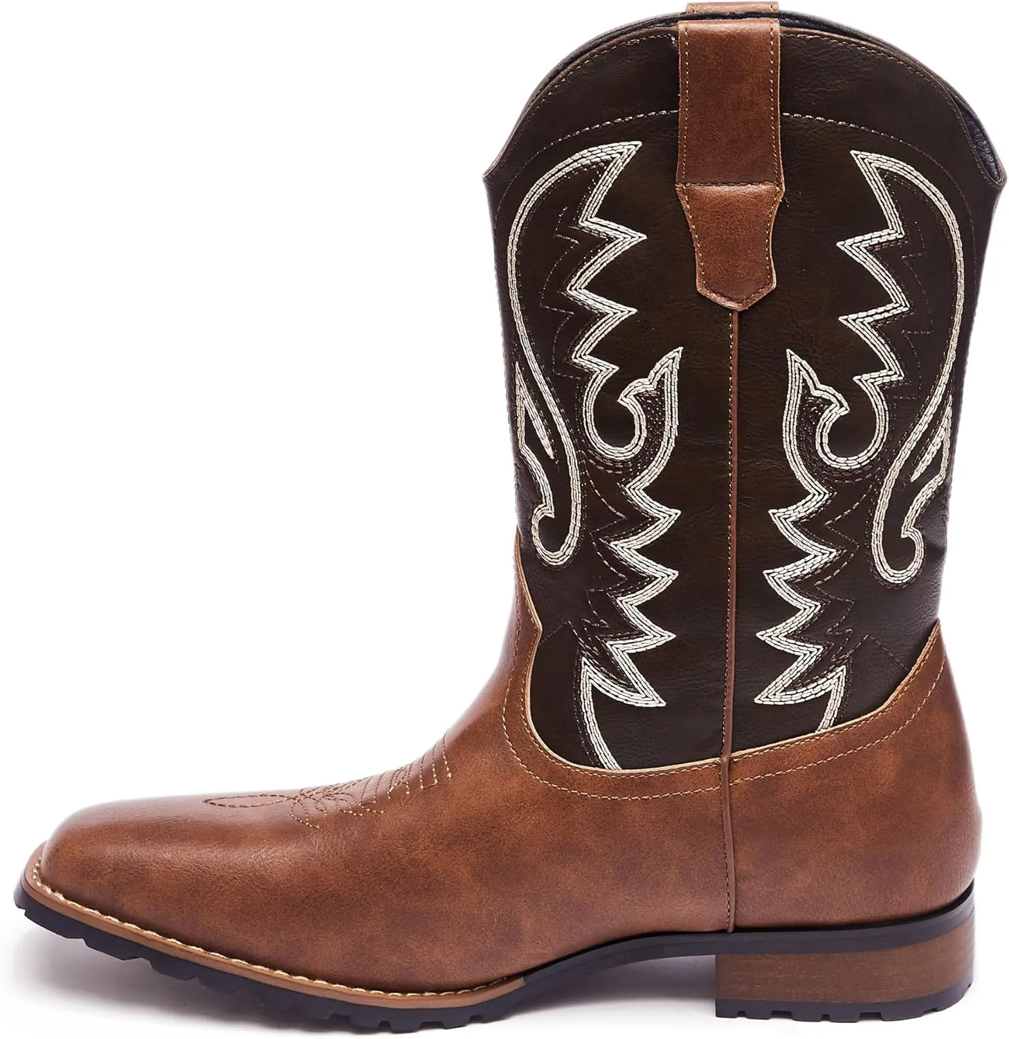 Metrocharm Men's Cowboy Western Embroidered Square Toe Boots WESTERN-03