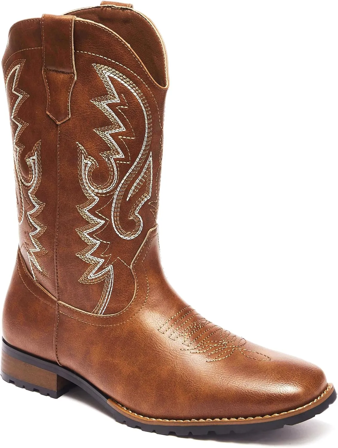 Metrocharm Men's Cowboy Western Embroidered Square Toe Boots WESTERN-03