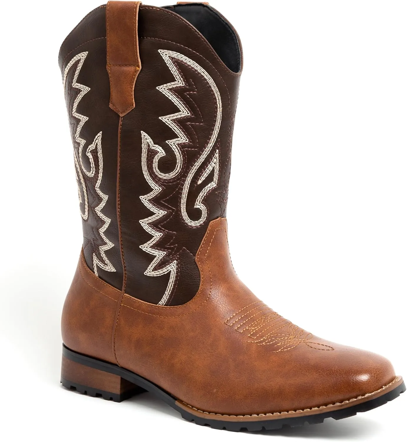 Metrocharm Men's Cowboy Western Embroidered Square Toe Boots WESTERN-03