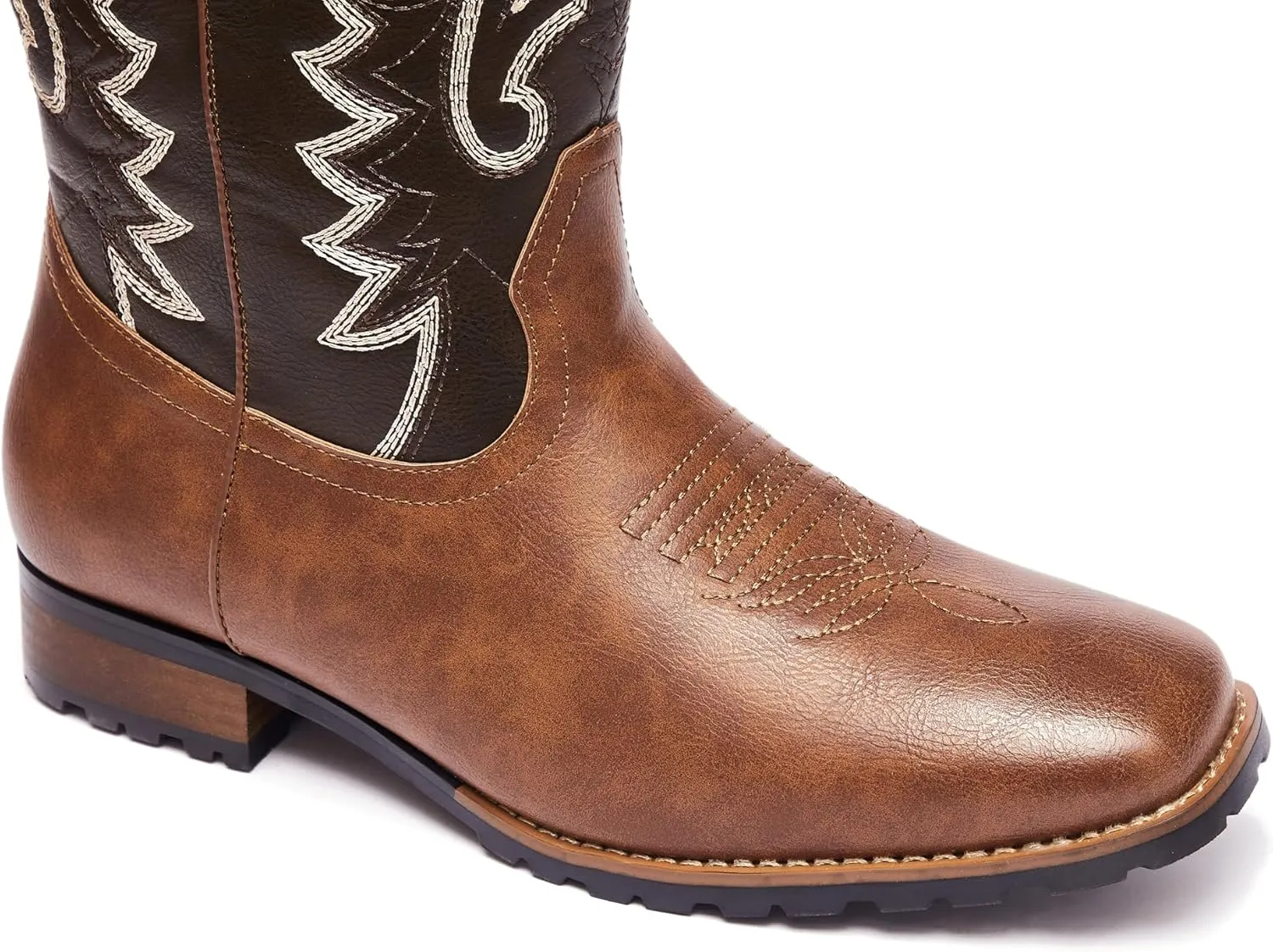 Metrocharm Men's Cowboy Western Embroidered Square Toe Boots WESTERN-03
