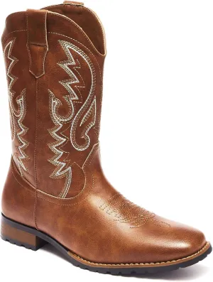 Metrocharm Men's Cowboy Western Embroidered Square Toe Boots WESTERN-03