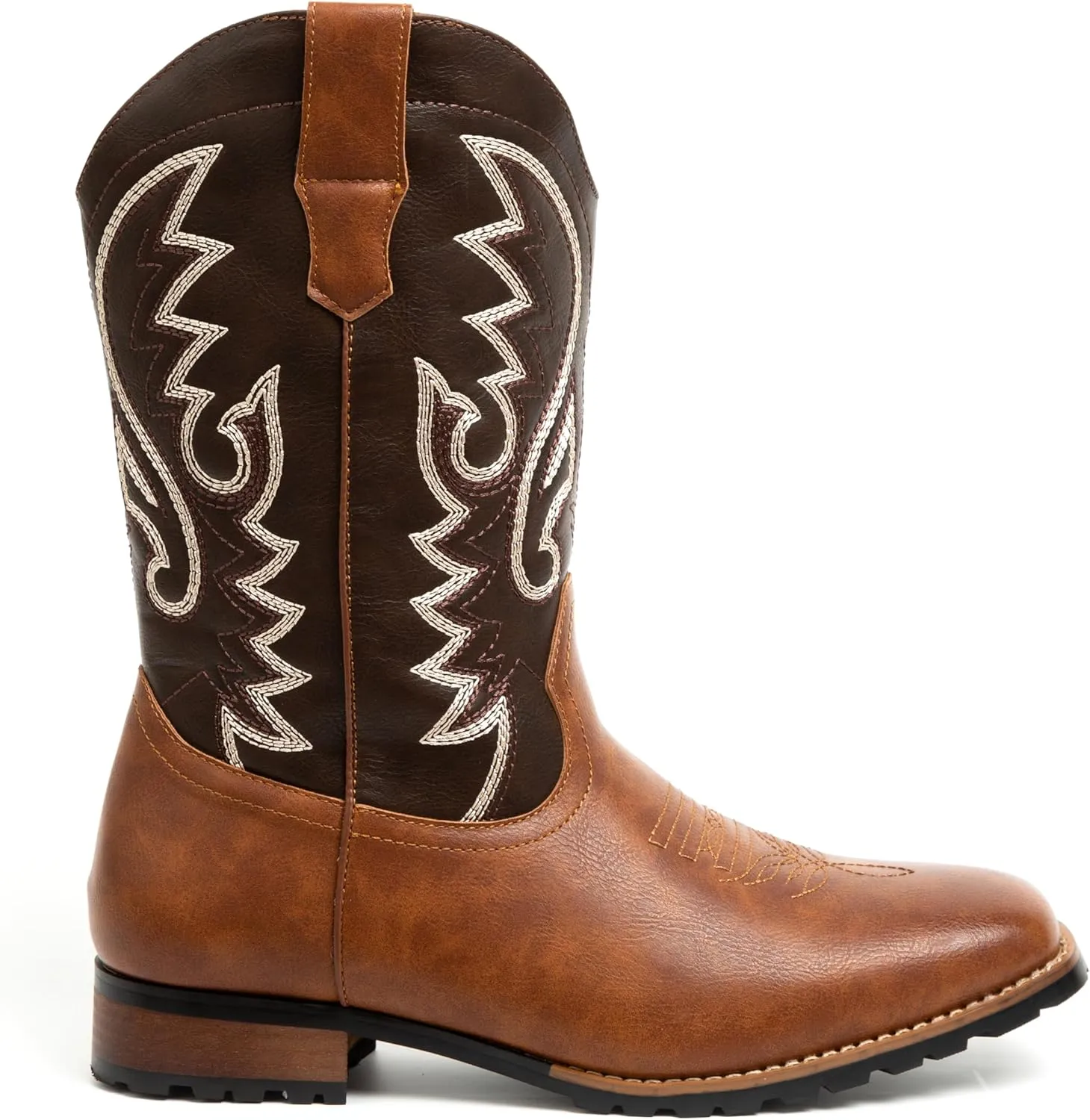 Metrocharm Men's Cowboy Western Embroidered Square Toe Boots WESTERN-03