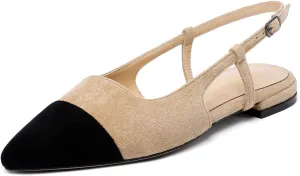 Mettesally Women's Pointed Toe Ballet Flat Shoes Cap Toe Classic Ballet Flats Walking Shoes Casual Formal Slip-On Flat Dress Shoes