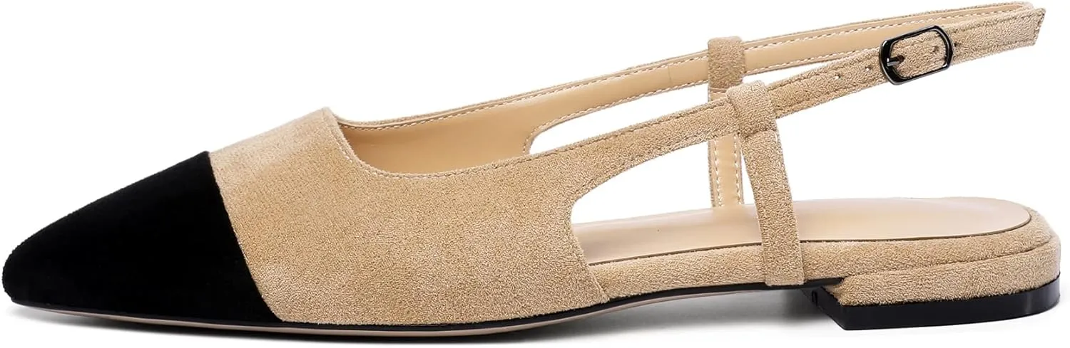 Mettesally Women's Pointed Toe Ballet Flat Shoes Cap Toe Classic Ballet Flats Walking Shoes Casual Formal Slip-On Flat Dress Shoes