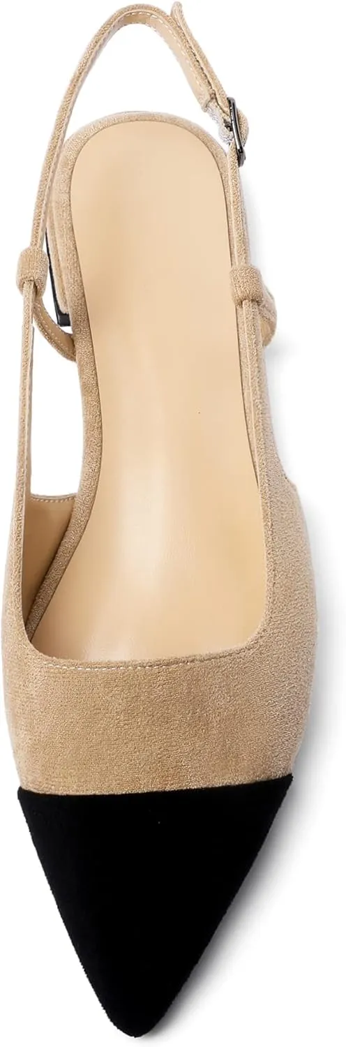Mettesally Women's Pointed Toe Ballet Flat Shoes Cap Toe Classic Ballet Flats Walking Shoes Casual Formal Slip-On Flat Dress Shoes
