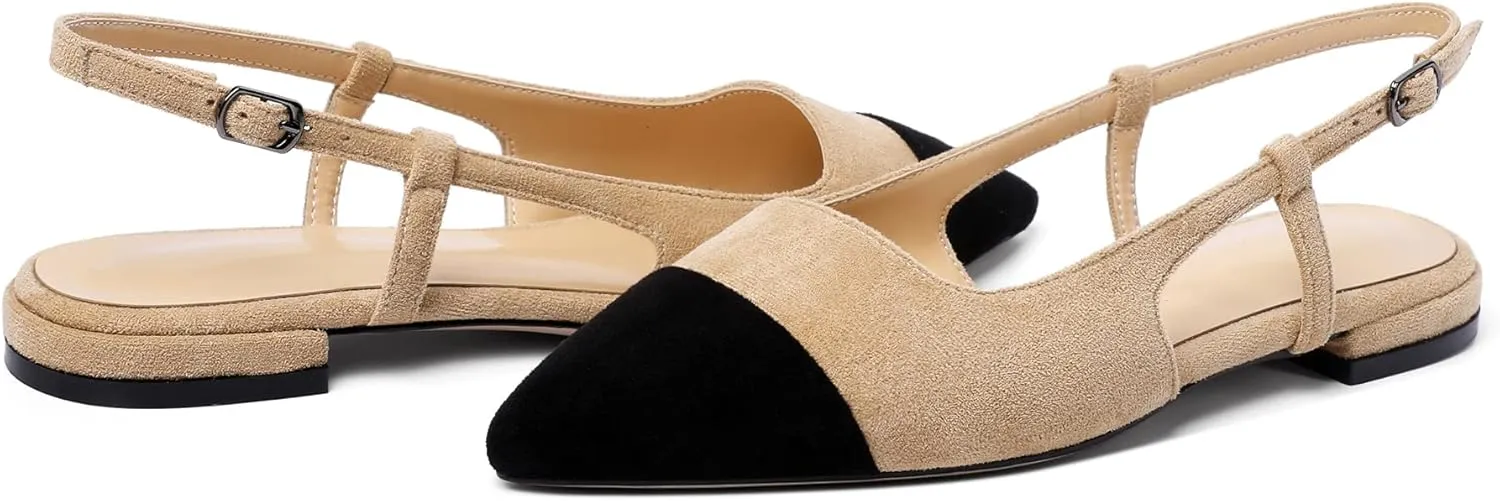 Mettesally Women's Pointed Toe Ballet Flat Shoes Cap Toe Classic Ballet Flats Walking Shoes Casual Formal Slip-On Flat Dress Shoes