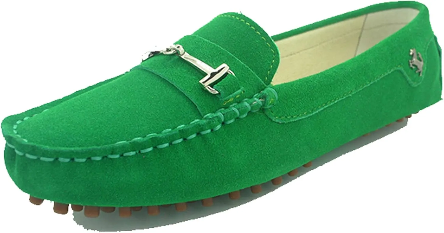Minishion Loafers for Women Metallic Buckle Driving Shoes YB96015