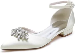 Minishion Wedding Shoes for Women Flats Almond Toe Formal Party Evening Pumps with Bows MS323