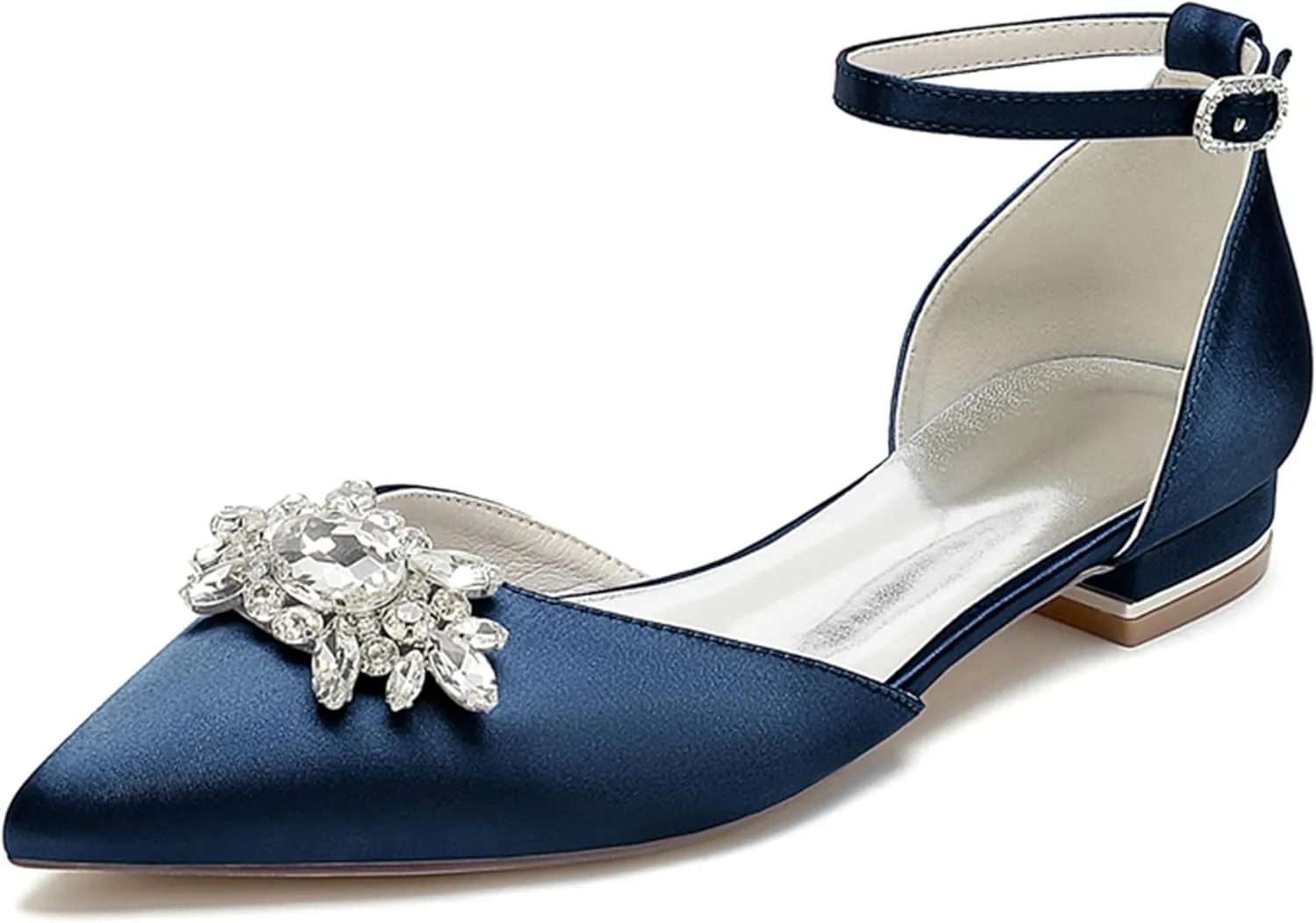 Minishion Wedding Shoes for Women Flats Almond Toe Formal Party Evening Pumps with Bows MS323