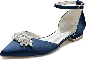 Minishion Wedding Shoes for Women Flats Almond Toe Formal Party Evening Pumps with Bows MS323