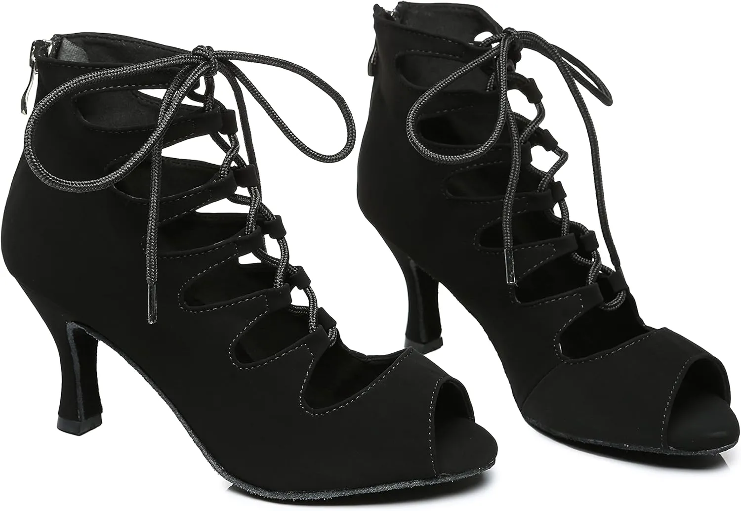 Minishion Women's Ballroom Dancing Boots Lace-up Latin Shoes Formal Party Sandals