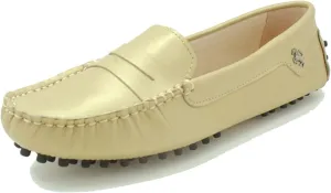 Minishion Womens Penny Loafers Quality Leather Dress Slip-ons Flats YB96018