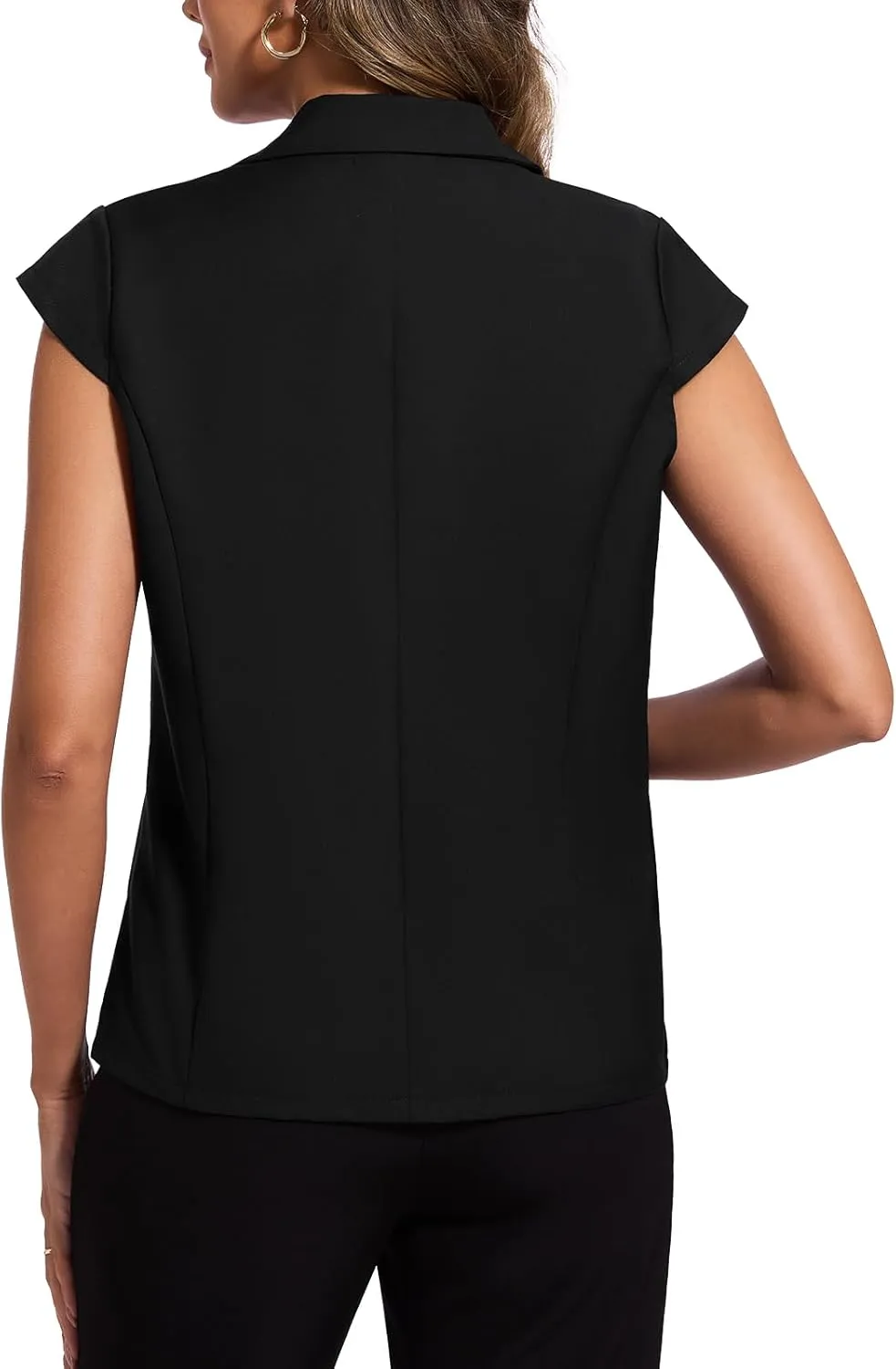 MINTLIMIT Cap Short Sleeve Blazers for Women Dressy Casual Lightweight Button Front Jacket Notch Lapel Work Office Blazer