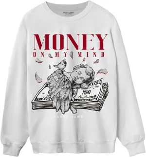 Money On My Mind Angel Sweatshirt To Match 12s Retro Red Taxi - Sneaker Matching Shirt, Unisex Sweater Match Sneakers, Urban Streetwear Clothing, Sneaker Graphic Sweatshirt Design Printed