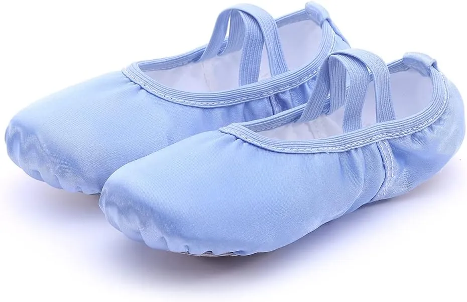 MSMAX Women's Ballet Shoes Satin Split Sole Flats for Dancing Gymnastic Yoga