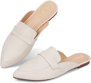 Mules for Women Flats Pointed Toe Slip On Mules Comfortable Loafer Shoes