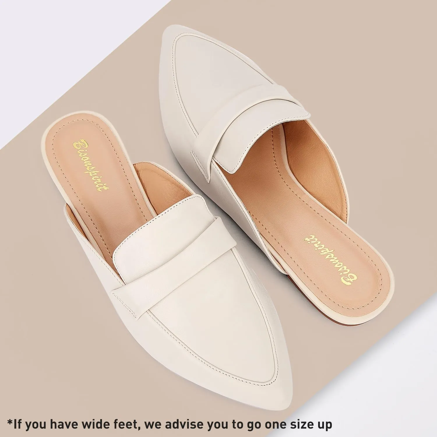 Mules for Women Flats Pointed Toe Slip On Mules Comfortable Loafer Shoes