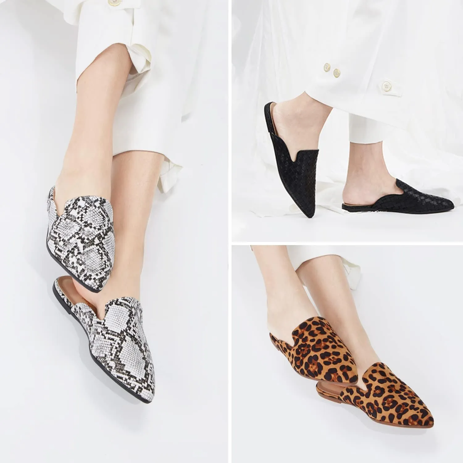 Mules for Women Flats Pointed Toe Slip On Slides Loafer Shoes