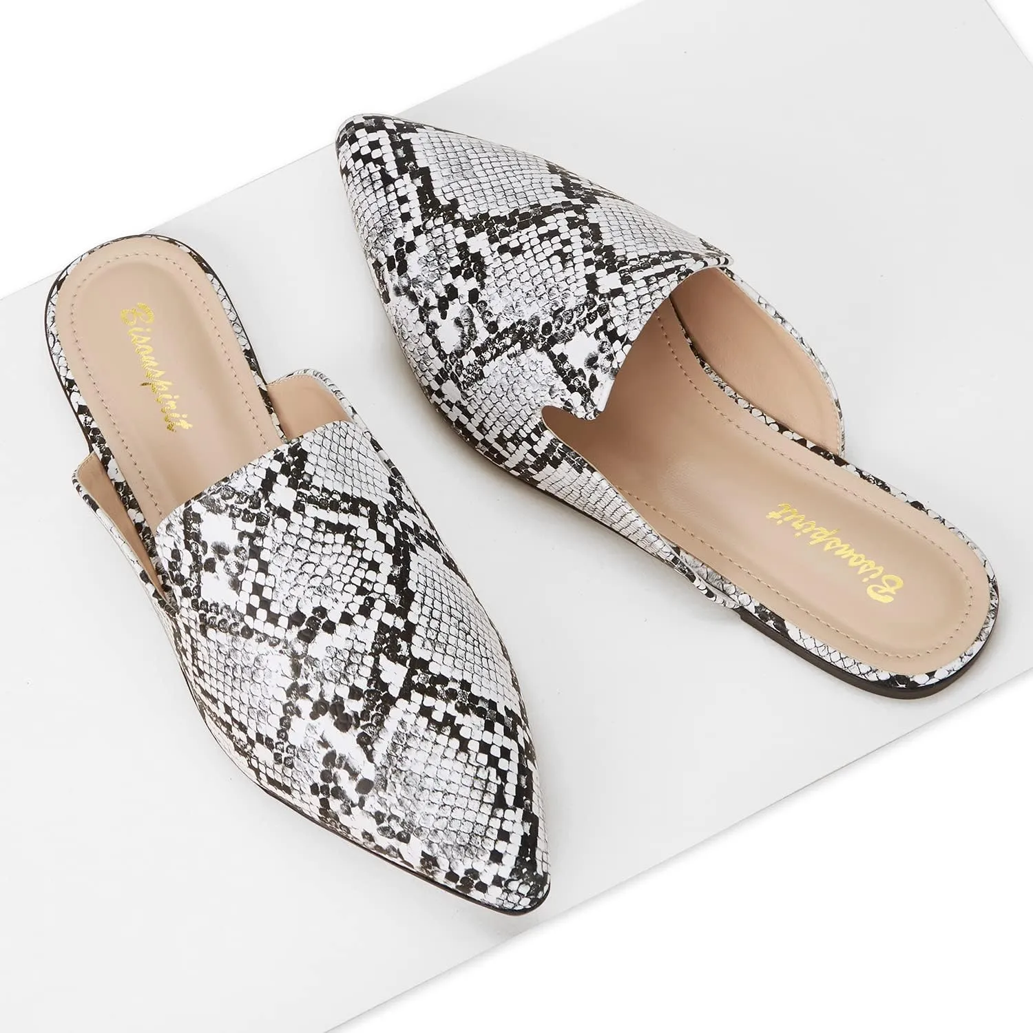 Mules for Women Flats Pointed Toe Slip On Slides Loafer Shoes