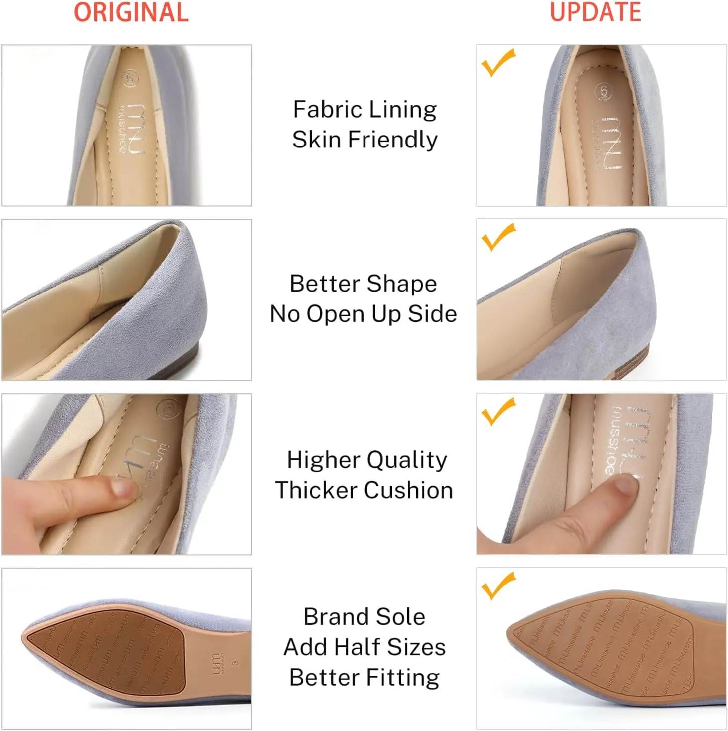 MUSSHOE Flat Shoes Women Comfortable Slip on Women's Flats
