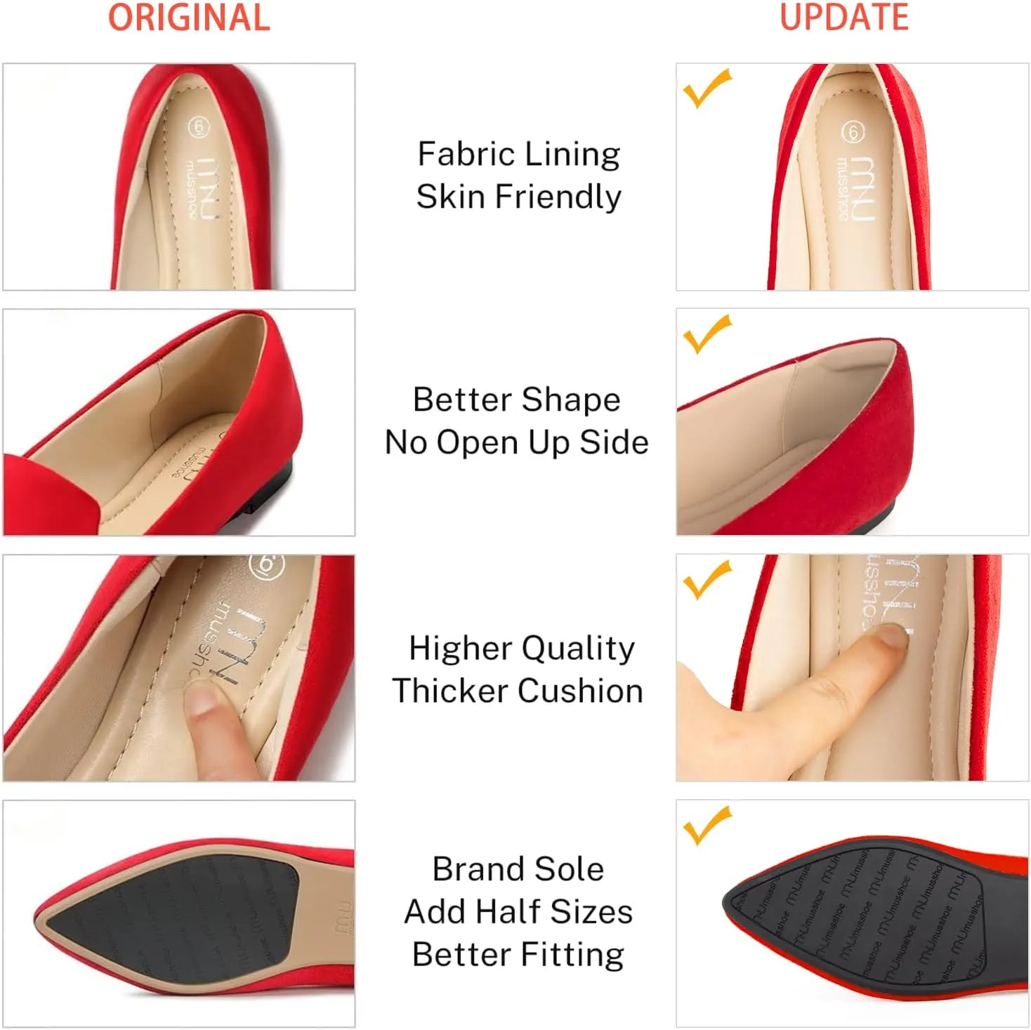 MUSSHOE Flat Shoes Women Comfortable Slip on Women's Flats