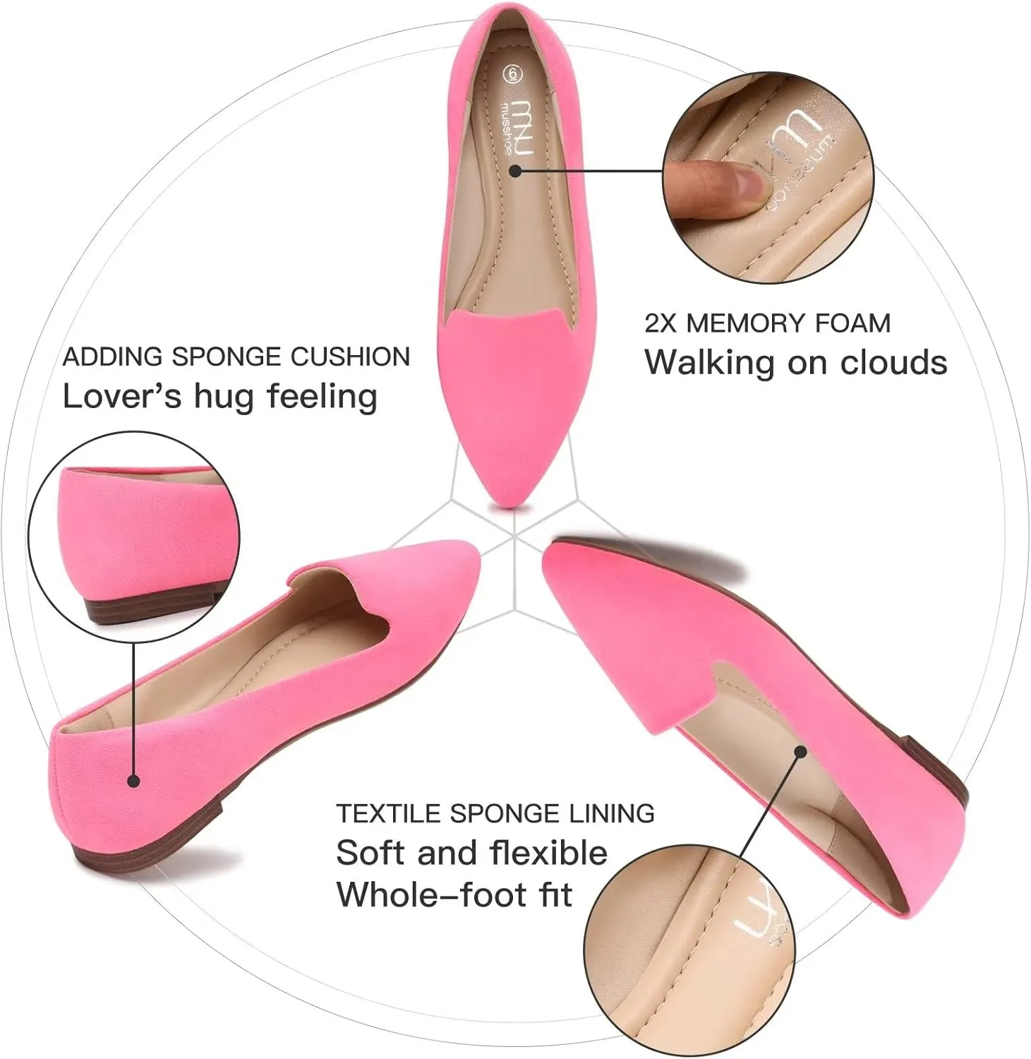 MUSSHOE Flat Shoes Women Comfortable Slip on Women's Flats