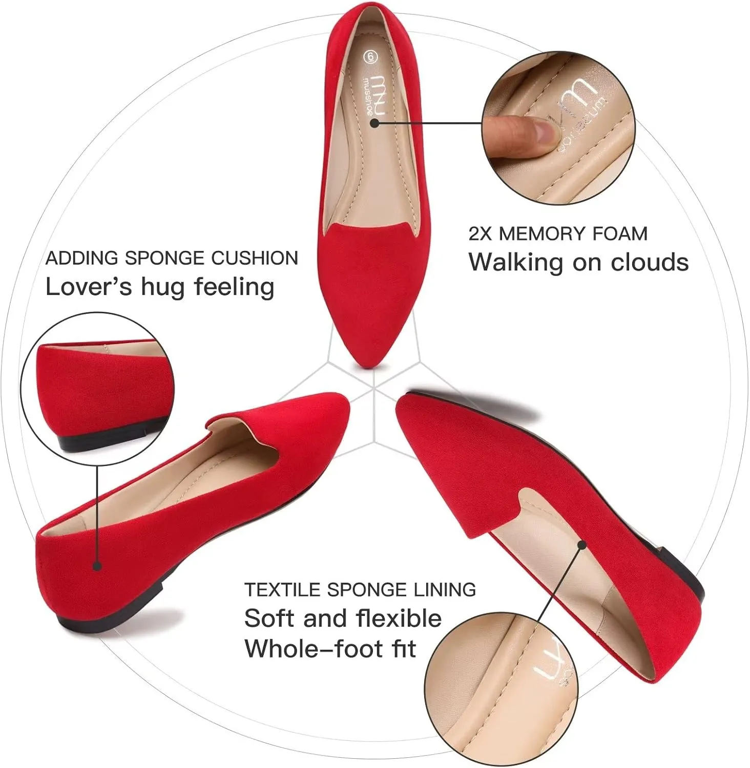 MUSSHOE Flat Shoes Women Comfortable Slip on Women's Flats
