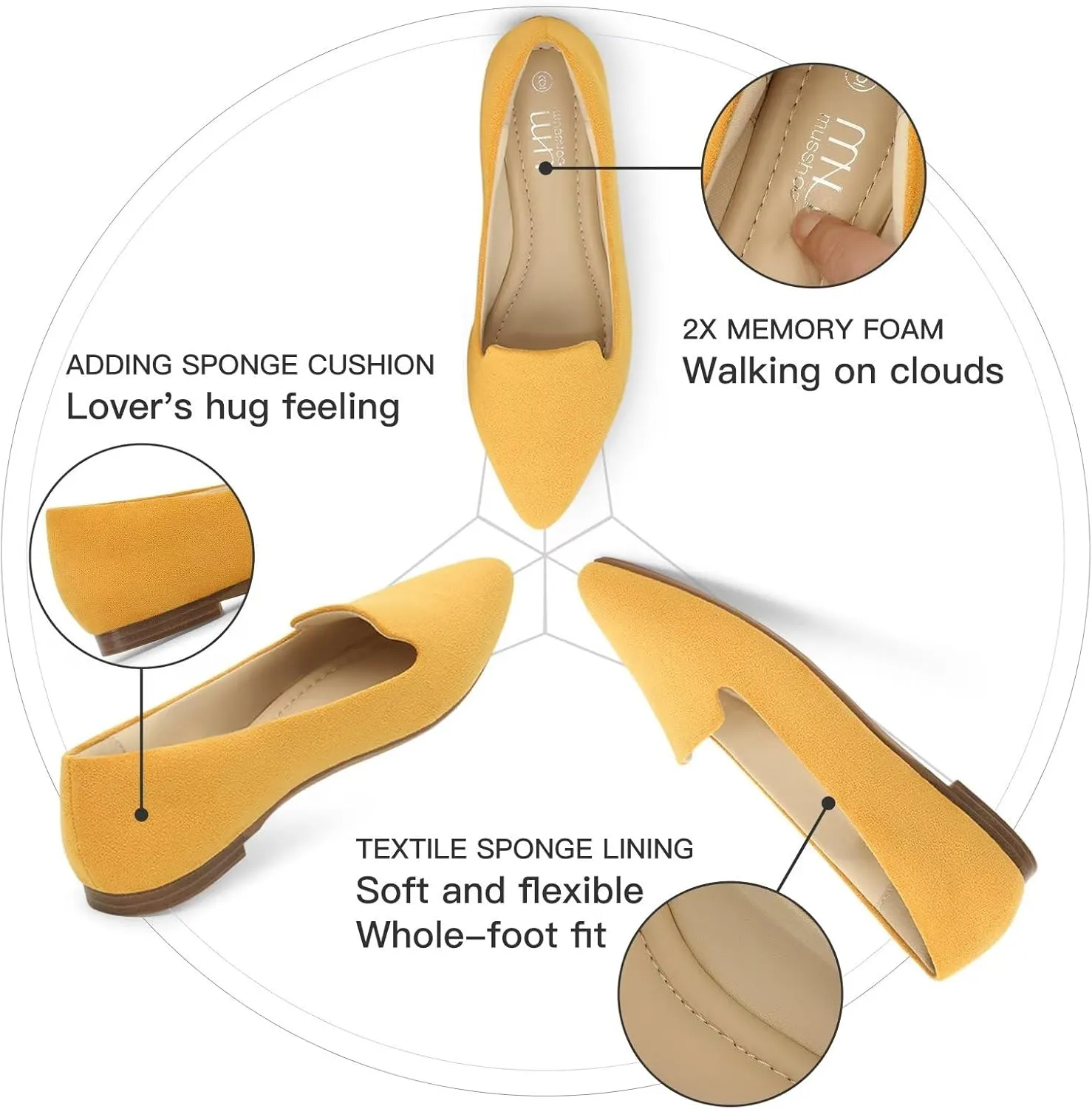 MUSSHOE Flat Shoes Women Comfortable Slip on Women's Flats