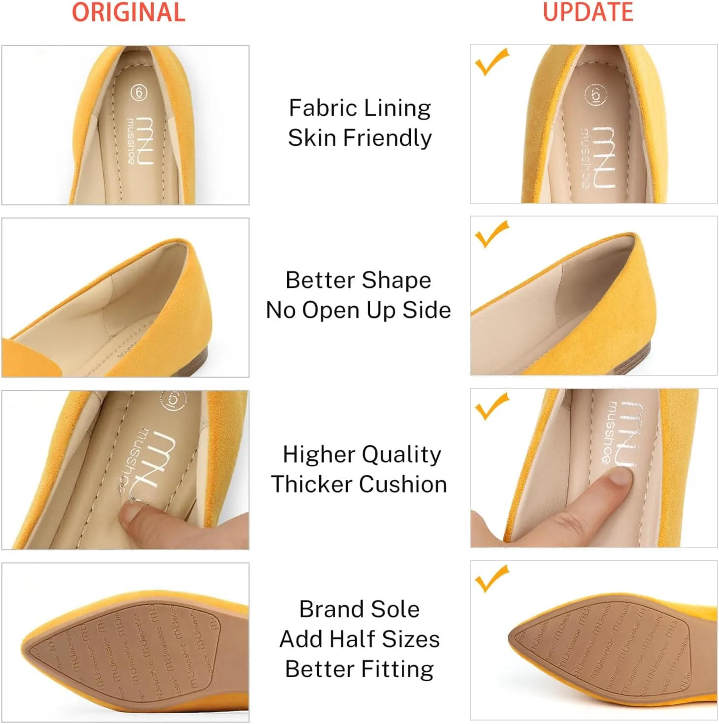 MUSSHOE Flat Shoes Women Comfortable Slip on Women's Flats