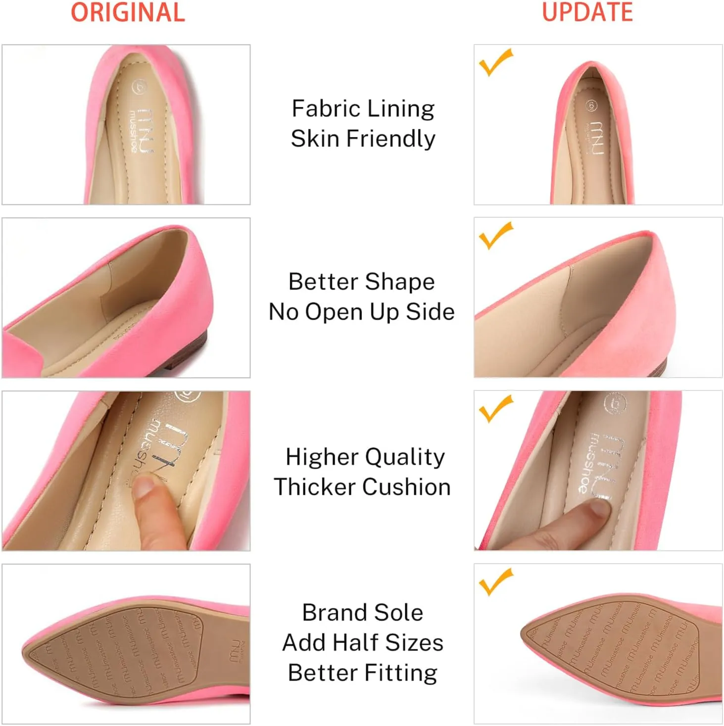 MUSSHOE Flat Shoes Women Comfortable Slip on Women's Flats