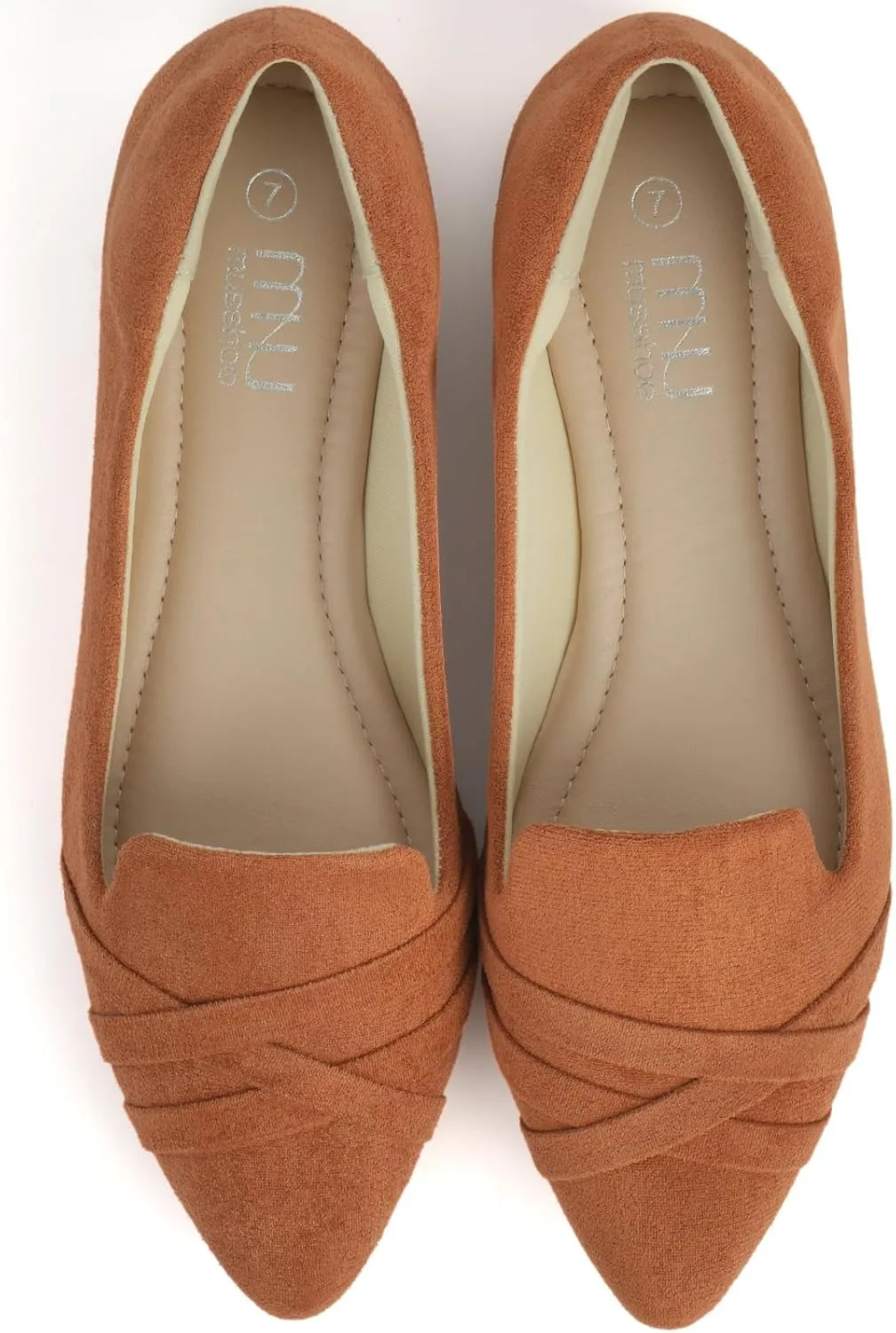MUSSHOE Flats Shoes Women Dressy Pointed Toe Slip on Microfiber Comfortable Women's Flats Ballet Flats for Women