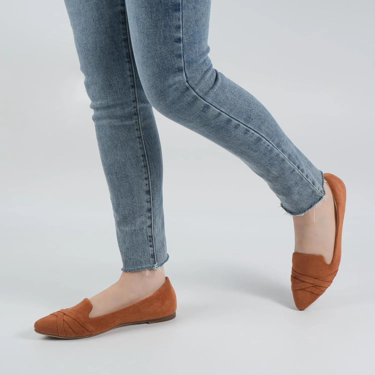 MUSSHOE Flats Shoes Women Dressy Pointed Toe Slip on Microfiber Comfortable Women's Flats Ballet Flats for Women
