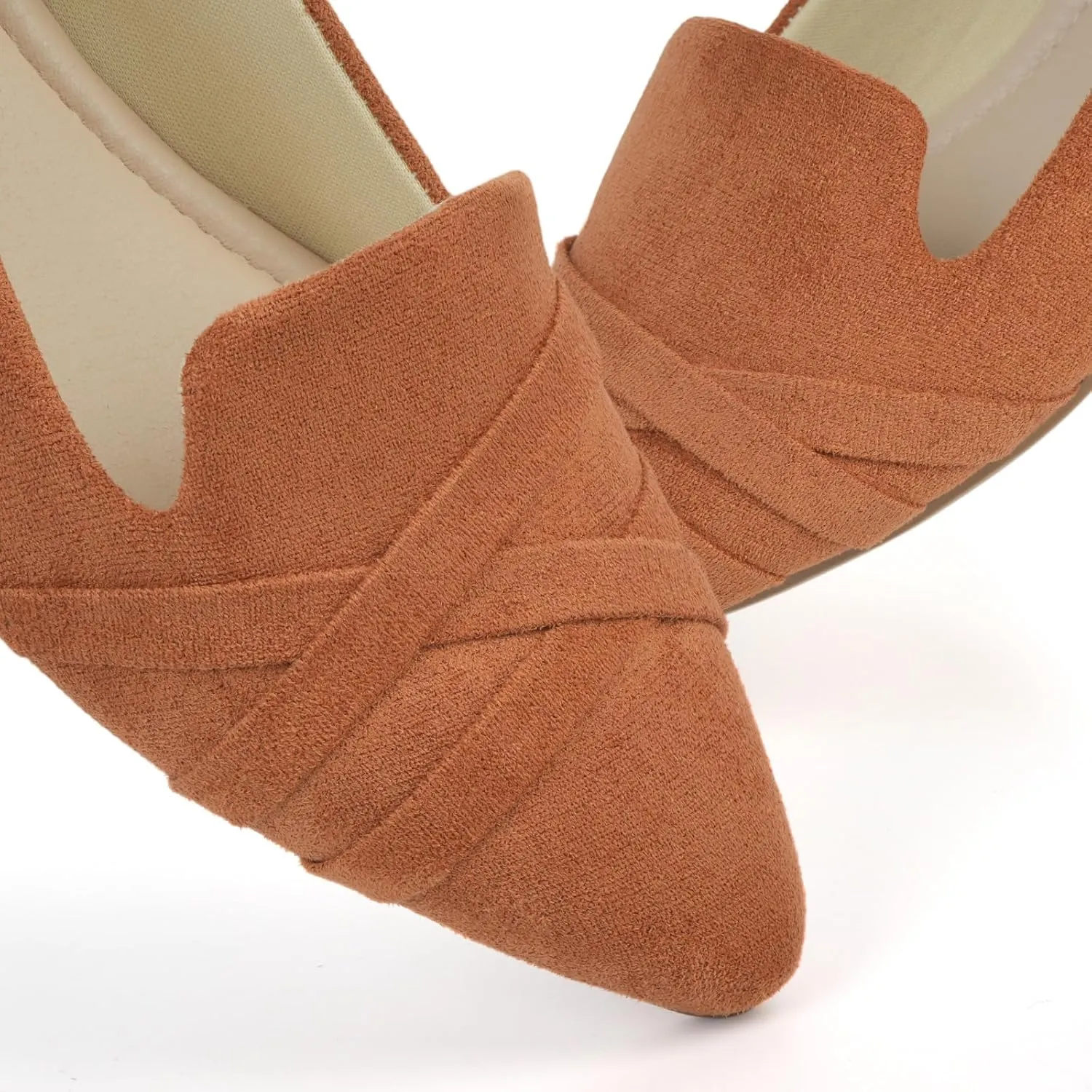 MUSSHOE Flats Shoes Women Dressy Pointed Toe Slip on Microfiber Comfortable Women's Flats Ballet Flats for Women
