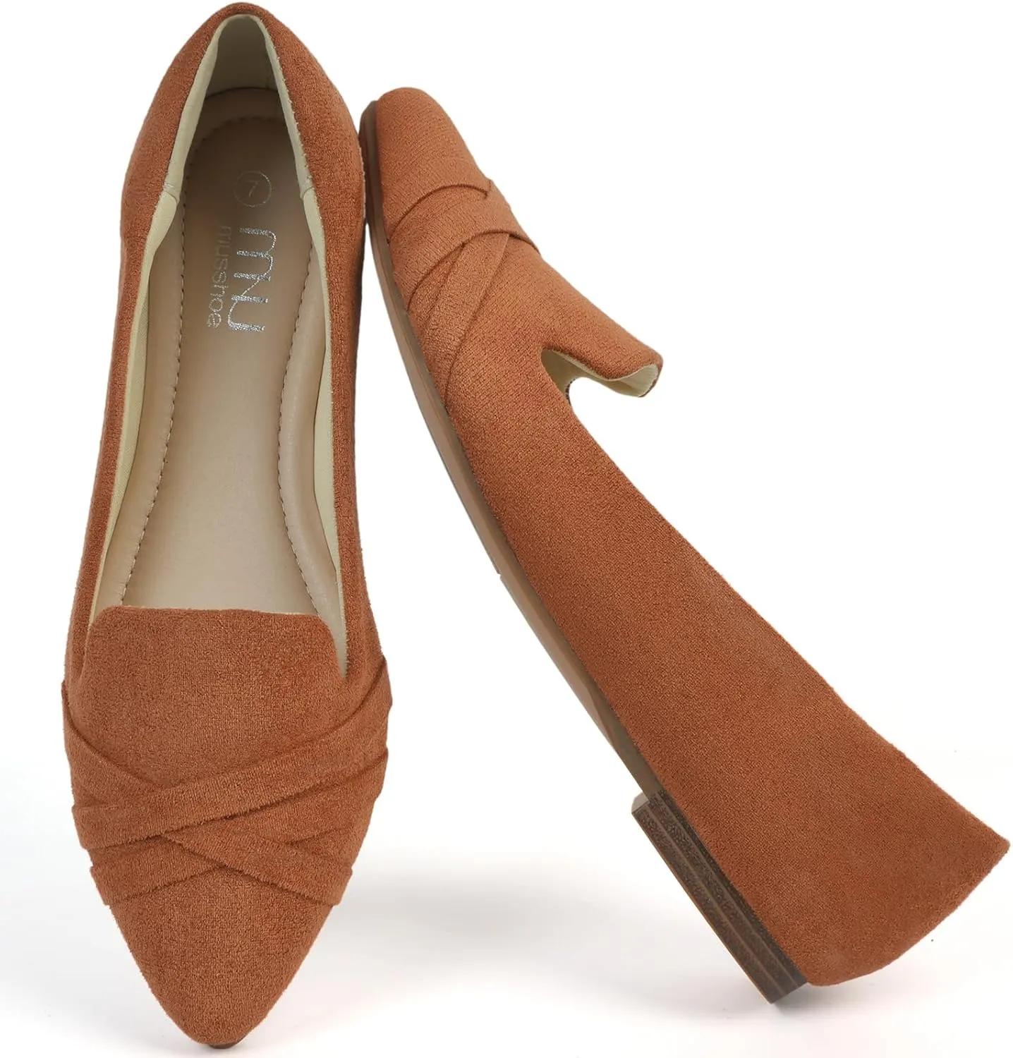 MUSSHOE Flats Shoes Women Dressy Pointed Toe Slip on Microfiber Comfortable Women's Flats Ballet Flats for Women