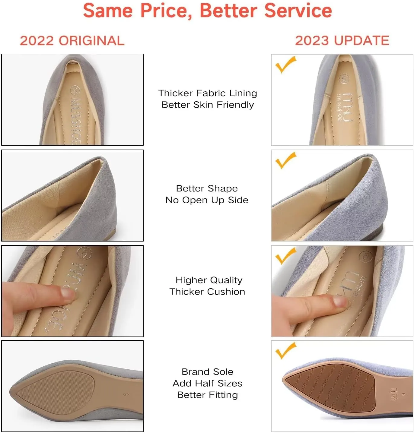 MUSSHOE Loafers for Women Comfortable Pointed Toe Memory Foam Women's Loafers