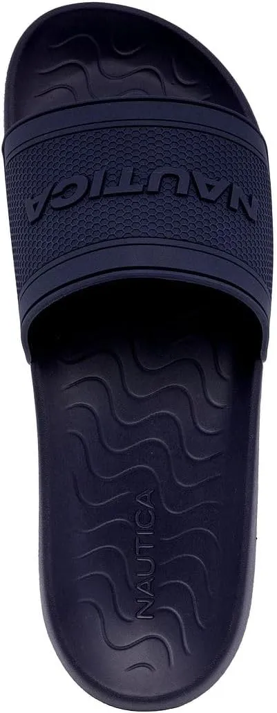 Nautica Men's Open Toe Slide Sandals - Comfortable Indoor & Outdoor Shower Slippers