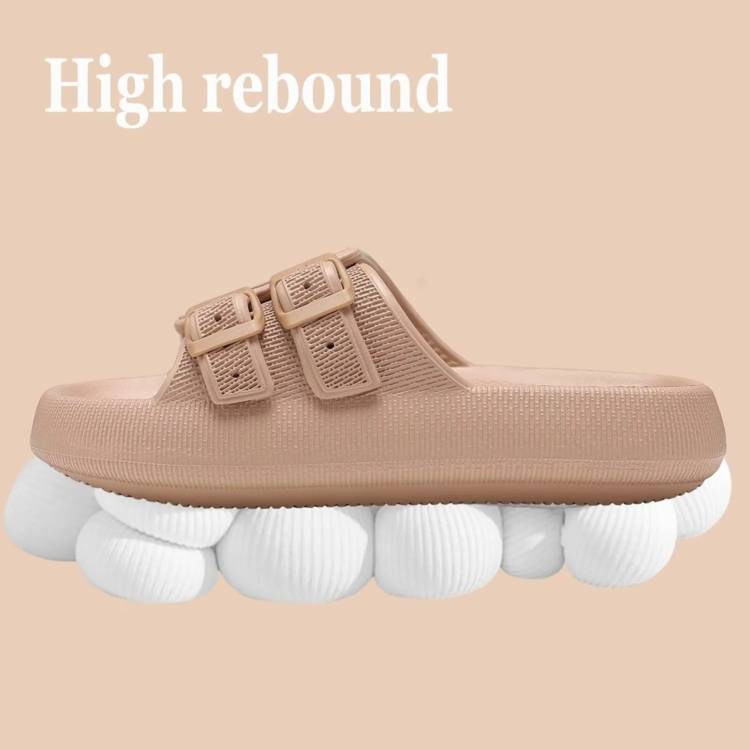 NineCiFun Women's Slide Sandals for Comfortable Soft Cloud Slides - Adjustable Non-Slip Flat Sandals for Women and Men - Slip On Slippers Pillow Slippers