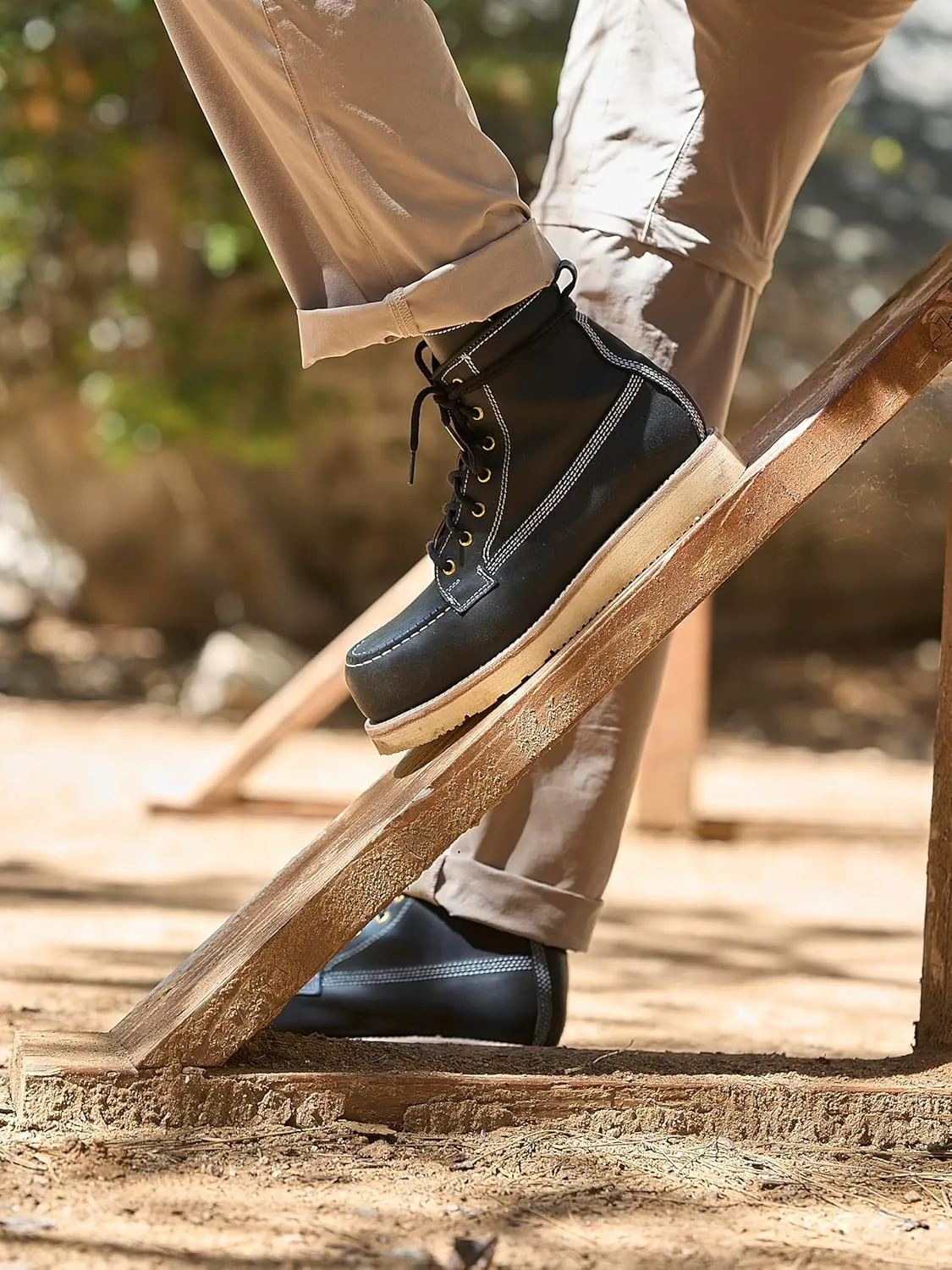 Nomad Heritage Composite Toe Work Boots, Moc Toe, Botos Con Casquillo Para Hombre De Trabajo, Slip & Oil Resistant, 100% Leather, Botas Con Casquillo
