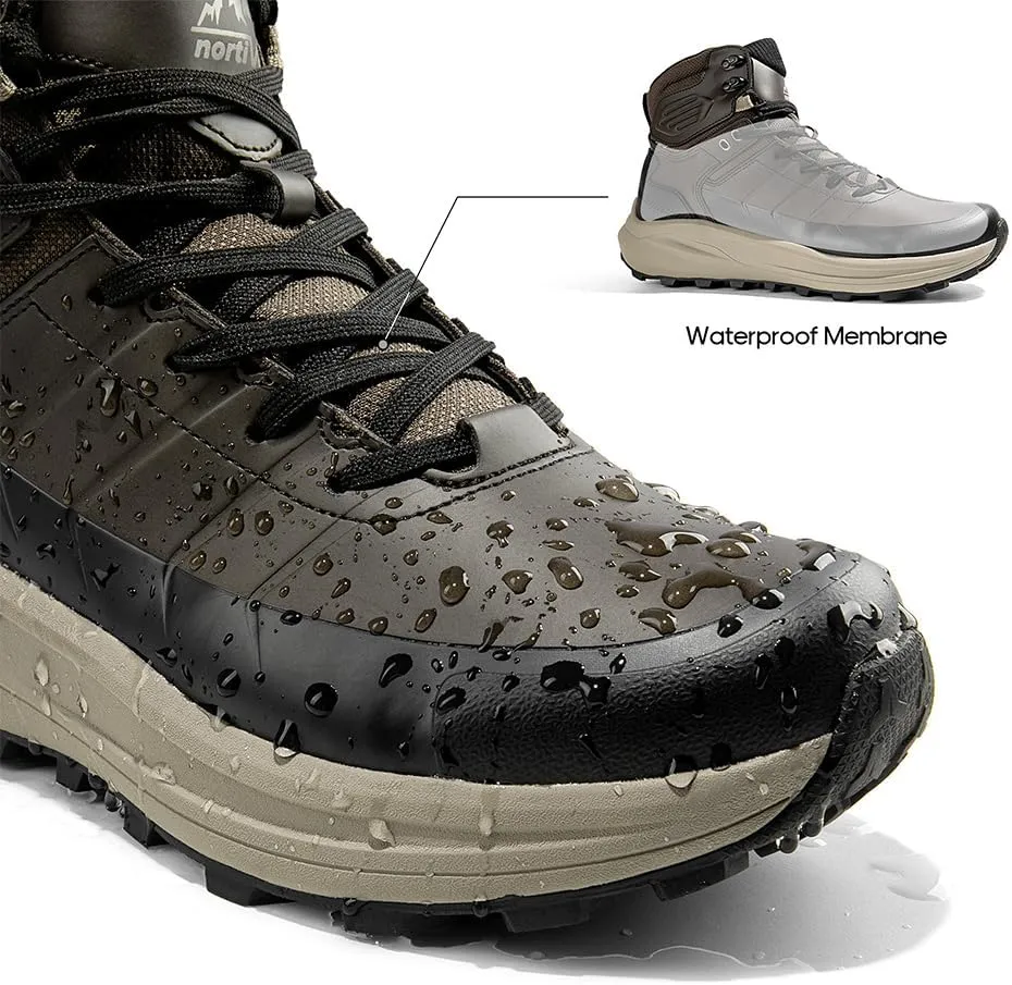 NORTIV 8 Men's Waterproof Hiking Boots Lightweight Non-Slip Outdoor Ankle Trekking Boots Expedition