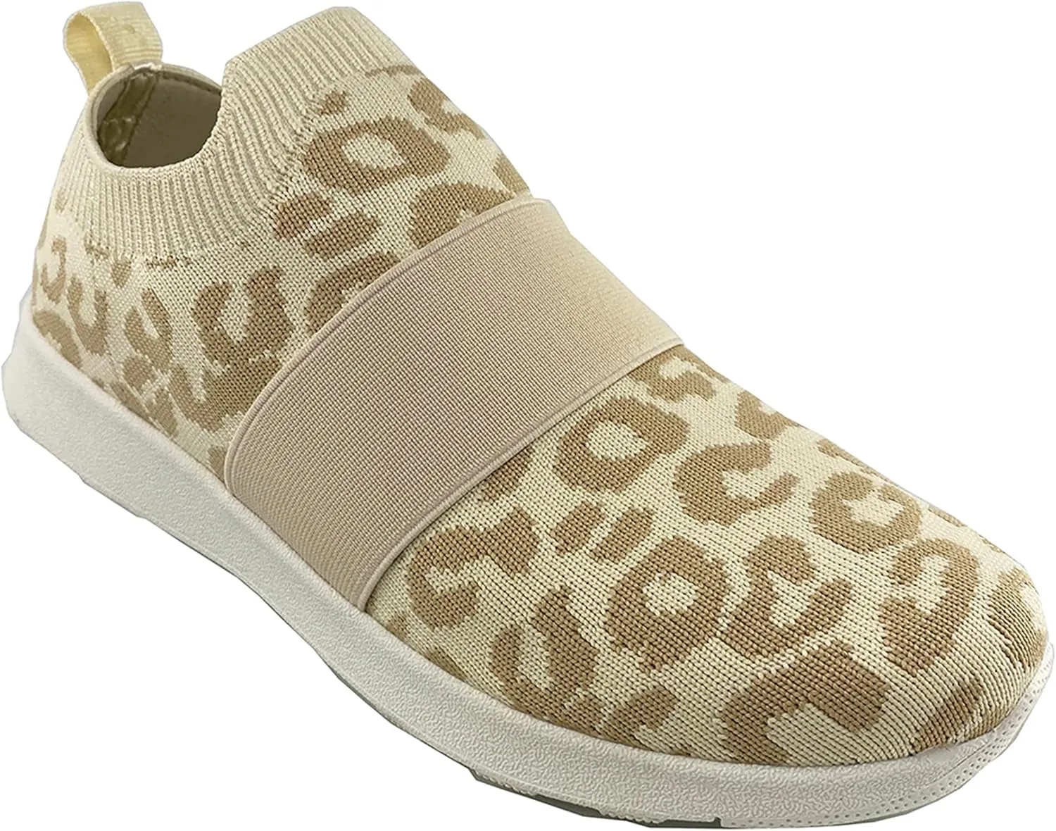 Not Rated Women's Casual Breathable Fly Knit Textile Leopard Jia Slip-on Sneakers