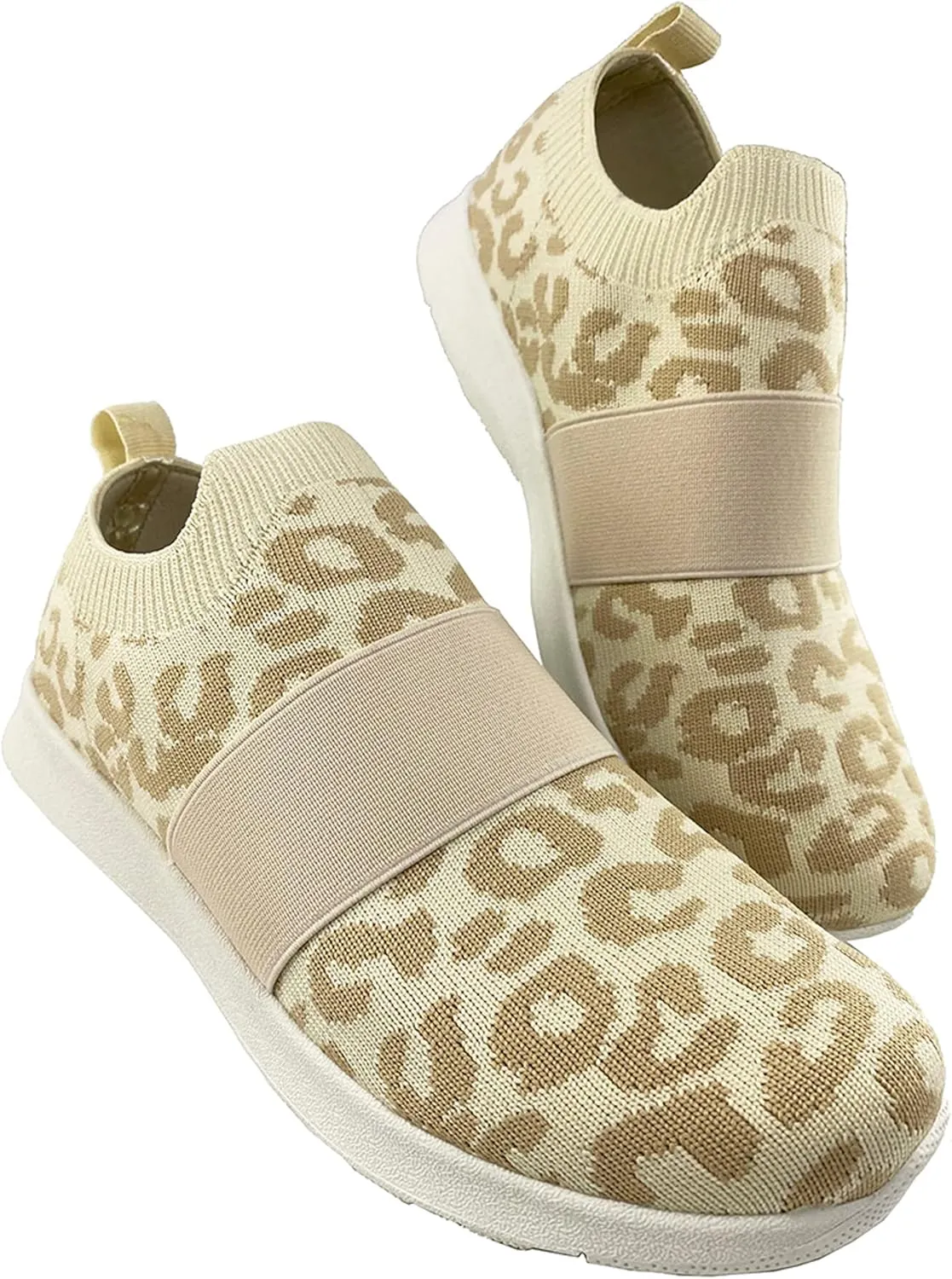 Not Rated Women's Casual Breathable Fly Knit Textile Leopard Jia Slip-on Sneakers